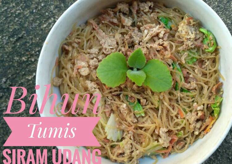 resep makanan Bihun Tumis Siram Udang