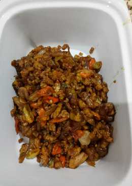 Tempe kentang goreng pedas