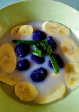 Bola-bola ubi ungu isi nutella saus santanð'