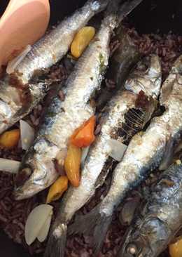 Nasi liwet beras merah ikan peda