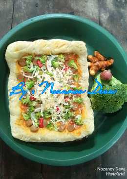 Brokoli Pizza Deva (No Knead/Tanpa Ulen)