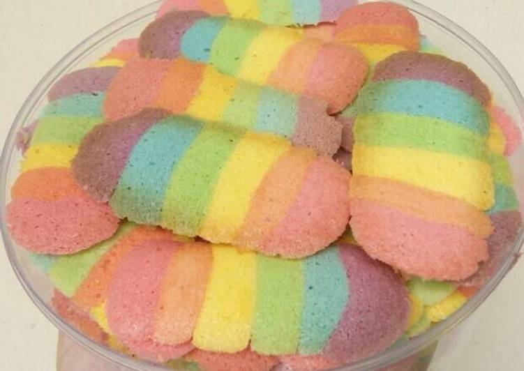 resep masakan Kue Lidah Kucing Rainbow