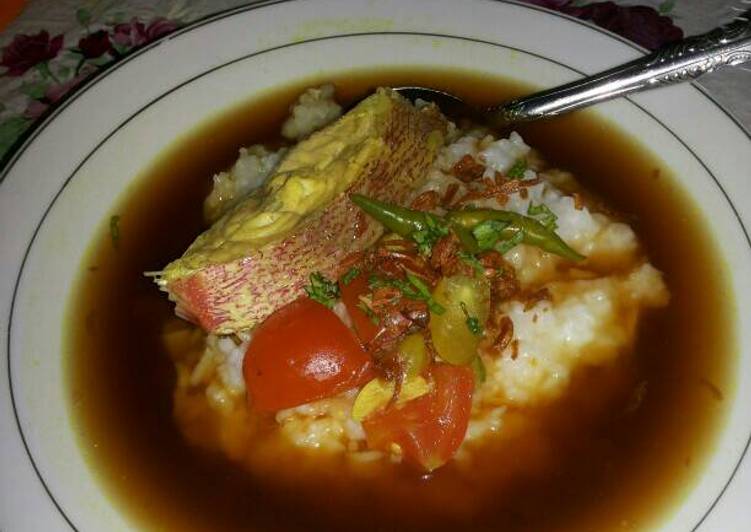 resep Bubur nasi kakap merah