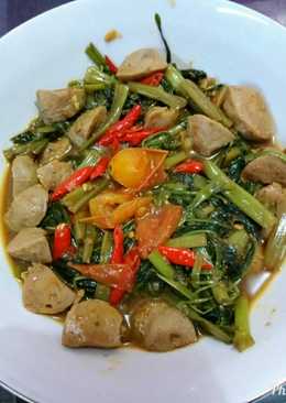 Tumis cah kangkung tauco bakso