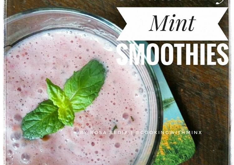 gambar untuk resep Strawberry Mint Smoothies (Vegan Friendly)