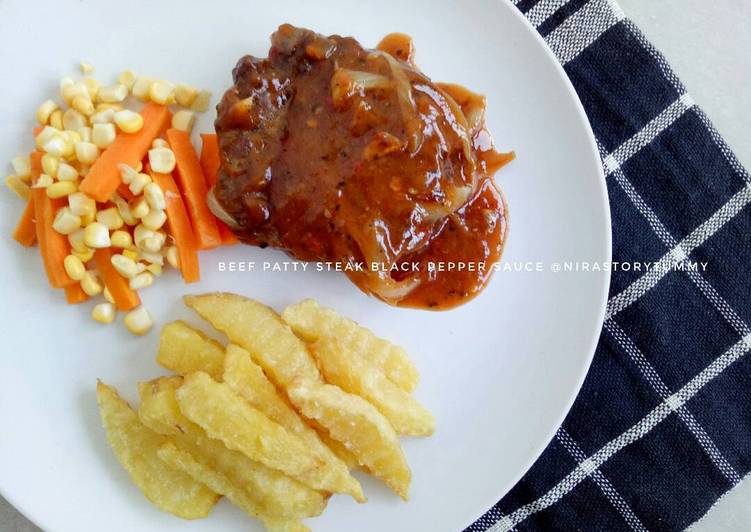 gambar untuk cara membuat Beef patty steak black pepper sauce