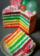 Moist rainbow cake (cake pelangi lembut)