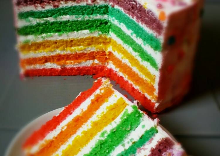 gambar untuk resep makanan Moist rainbow cake (cake pelangi lembut)