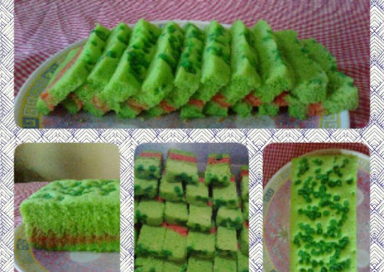 gambar untuk resep Brownies Pandan Selai Strawbery (Hias Sucade green)