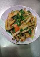 Fried vegetarian ham with Thai basil