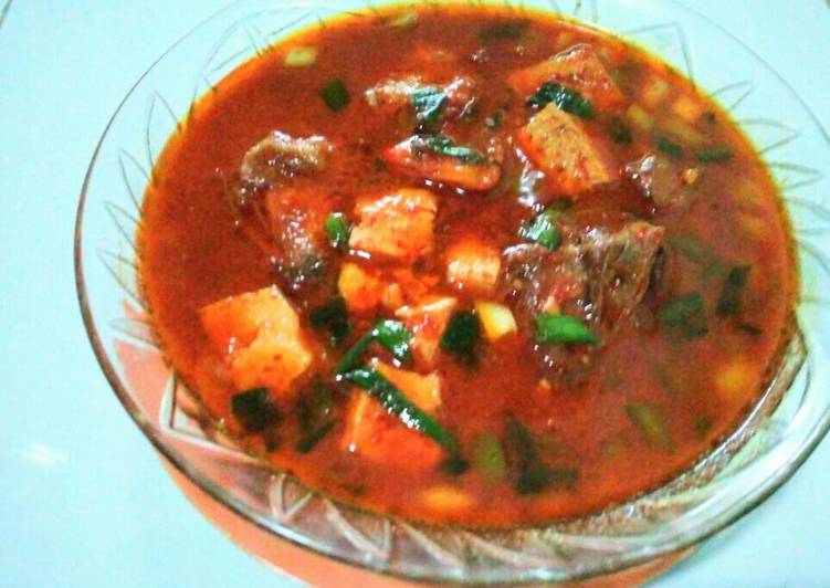 resep masakan Semur pedas ayam tahu