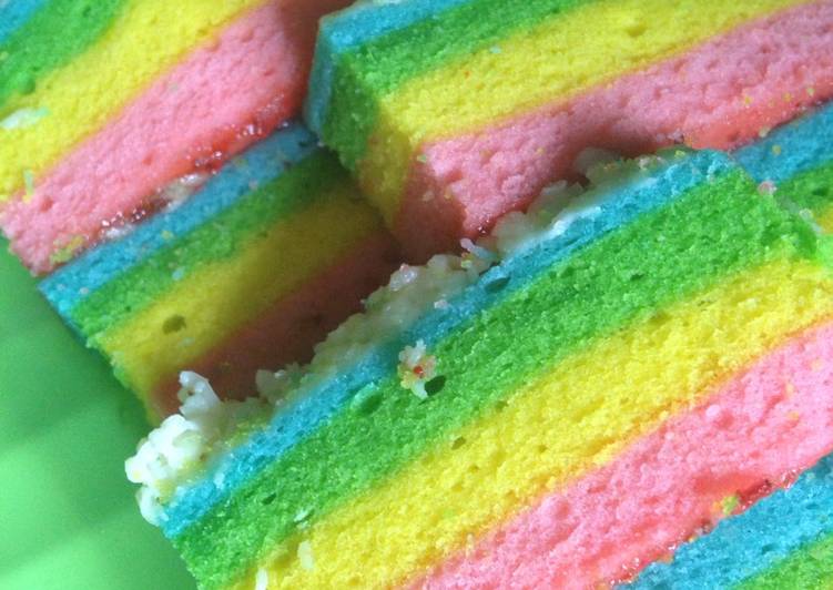 resep Rainbow cake kukus (tepung beras)