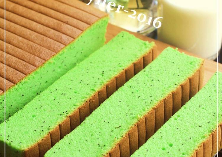 resep makanan PANDAN OGURA CAKE with POPPYSEEDS The Best Ogura Ever (improve)