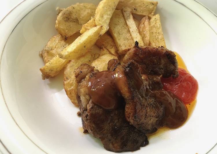 Resep Sirloin Steak & Fries Rumahan By Bebbe