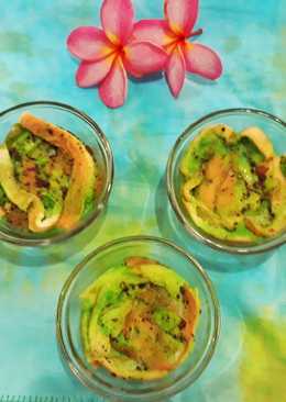 Puding roti dari pinggiran roti tawar rasa pandan n cinnamon