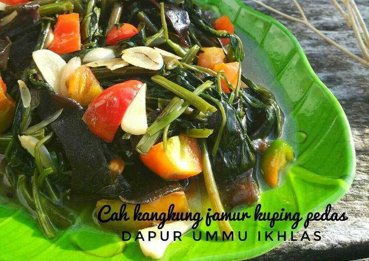 gambar untuk cara membuat Cah Kangkung jamur kuping pedas