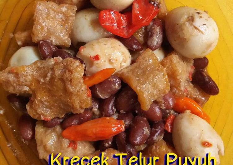 bahan dan cara membuat Krecek Telur Puyuh Kacang Merah