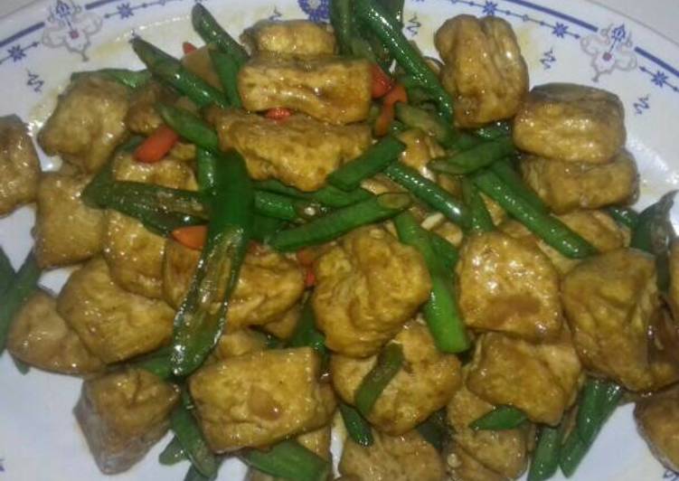 bahan dan cara membuat Tumis kecap tahu kacang panjang