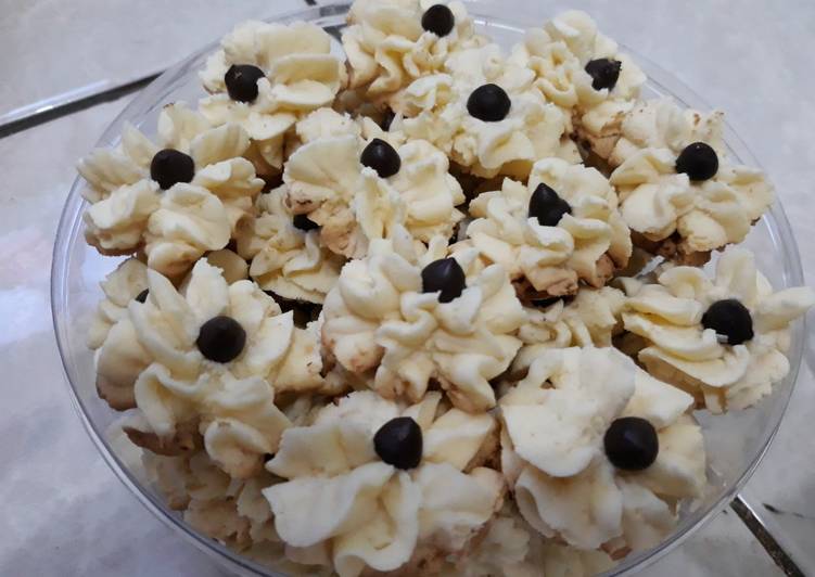 Kue semprit keju susu teflon dan no mixer,takaran sendok
