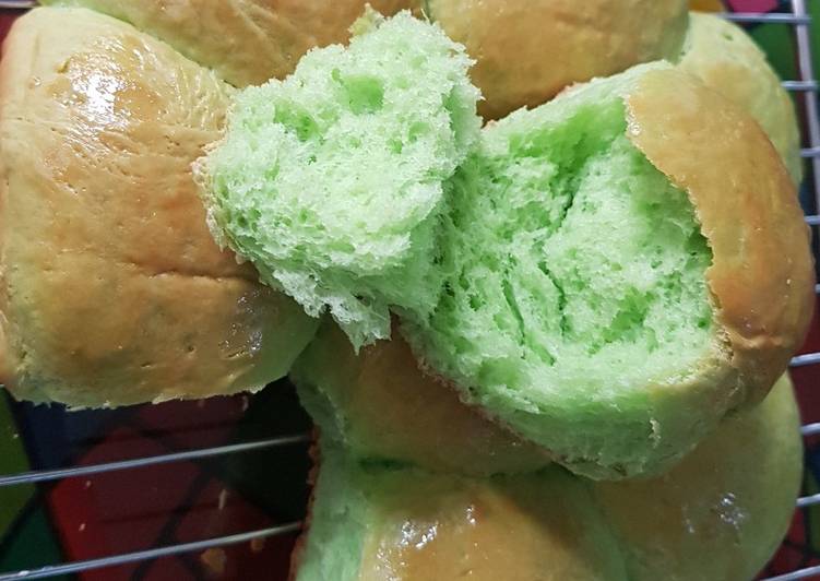 resep lengkap untuk Roti Sobek Pandan (bukan keto)