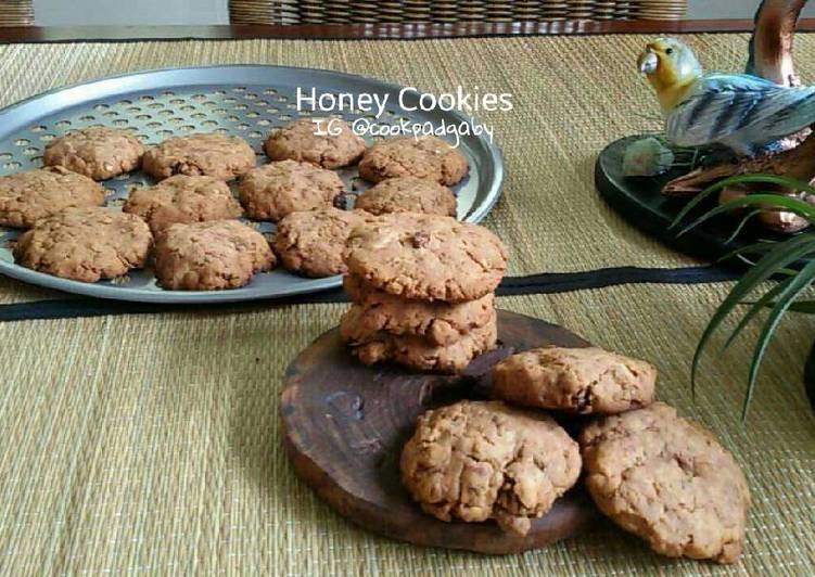 resep makanan Honey Cookies (Kue Madu 4 bahan saja, ga pake gula pasir)