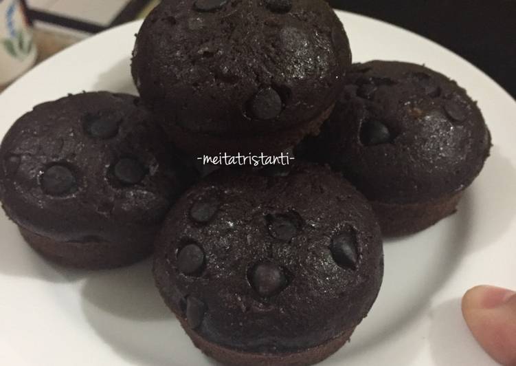 cara membuat Dark Choco Banana Muffin