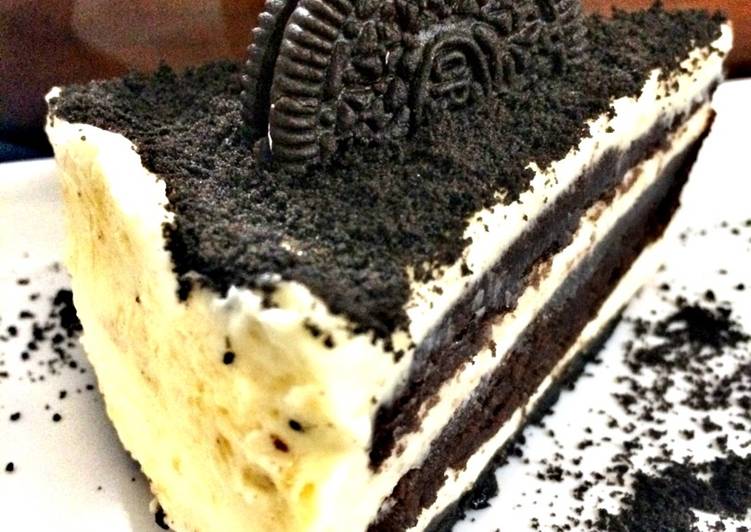 cara membuat Cheesecake brownies Oreo