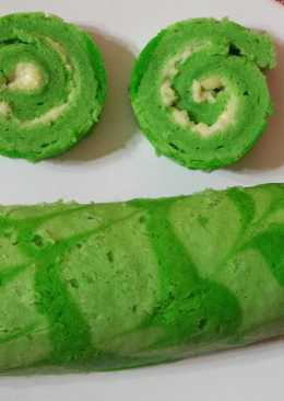 Batik Pandan Roll Cake kukus yang Keju Banget