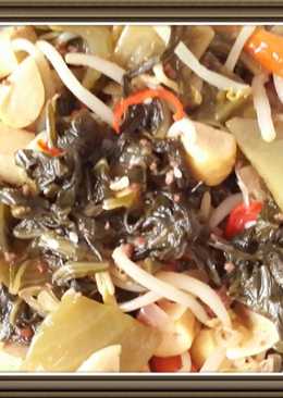 Daging cincang masak sayur asin,tauge,dan tahu kuning simple ð´ð