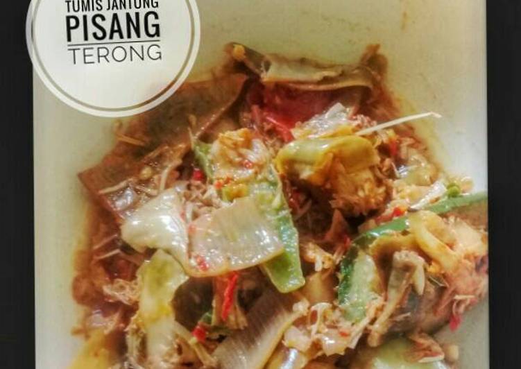 gambar untuk resep Tumis jantung pisang dan terong hijau