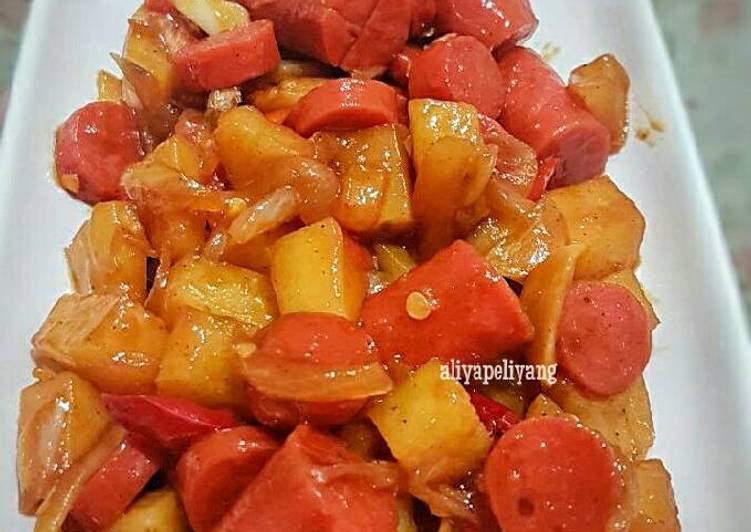 resep makanan Sosis Kentang Pedas Manis