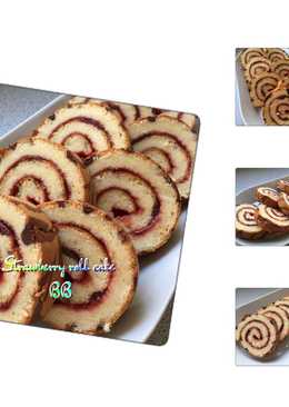 Bolu gulung strawberry-Strawberry roll cake