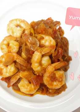 Tumis udang pedas 1porsi