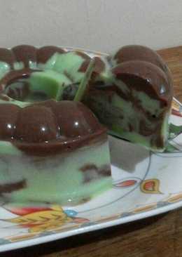 Puding Marmer Roti Tawar Cokelat Pandan