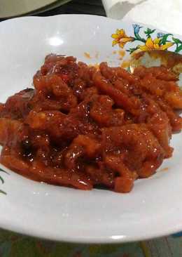 Kulit ayam pedas manis sederhana