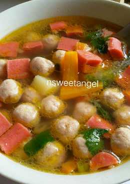 Sop sosis bakso sapi sederhana