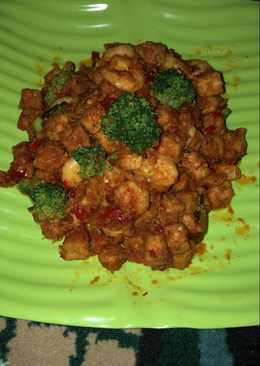 Balado udang tempe brokoli