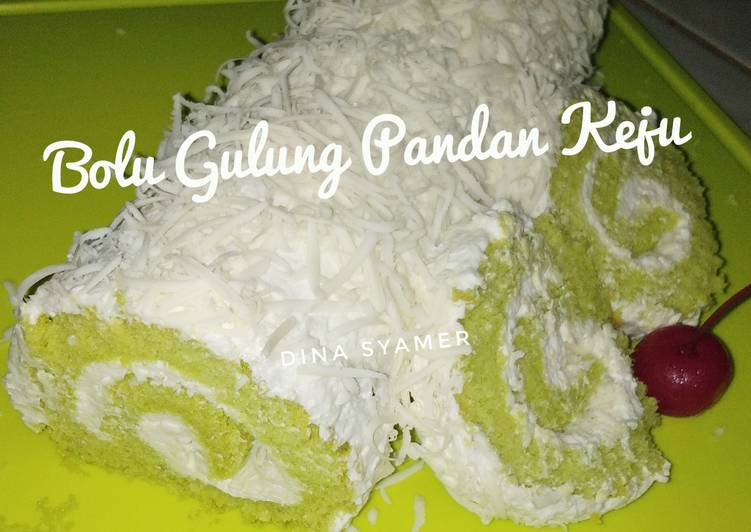 resep makanan Bolu Gulung Pandan Keju (Cara Cepat ala Chiffon Cake)