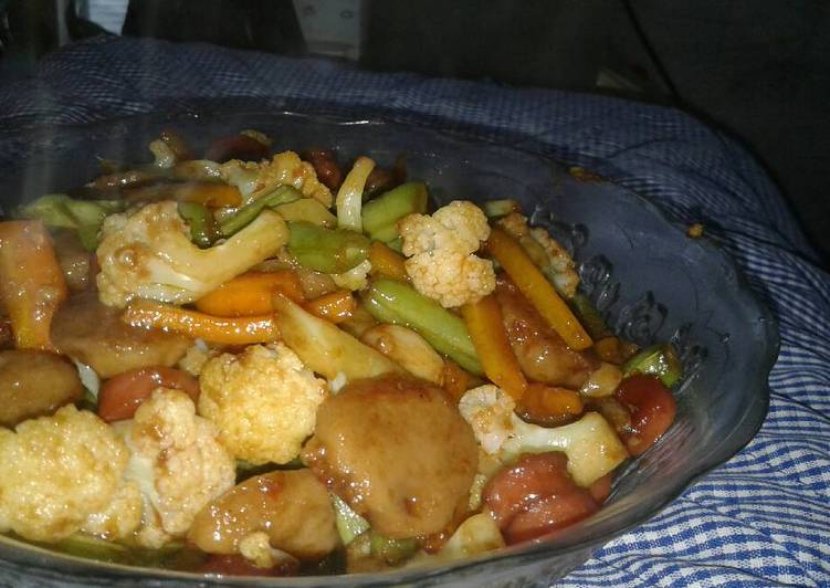 resep masakan Tumis wortel buncis brokoli ft bakso