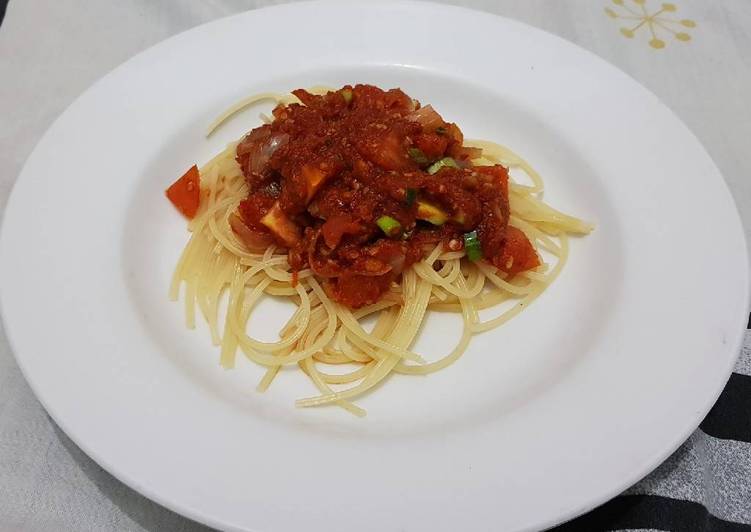 bahan dan cara membuat Spageti La Fonte Homemade Sauce