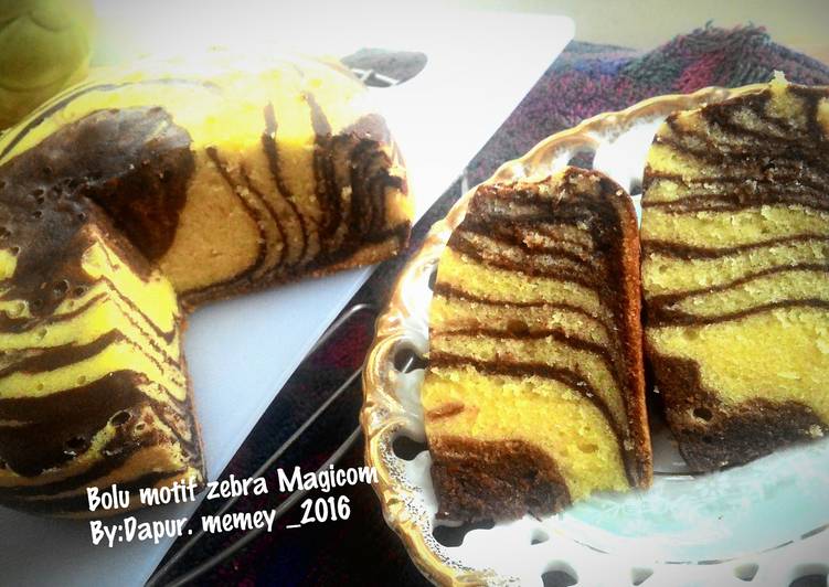 cara membuat Bolu motif zebra magicom