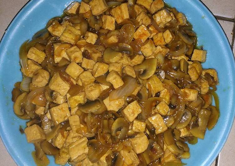 Resep Tahu jamur kancing saos tiram