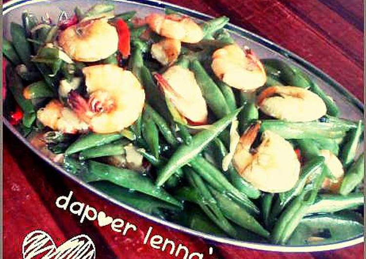 resep lengkap untuk Tumis udang buncis saos tiram ala dapoer lenna's