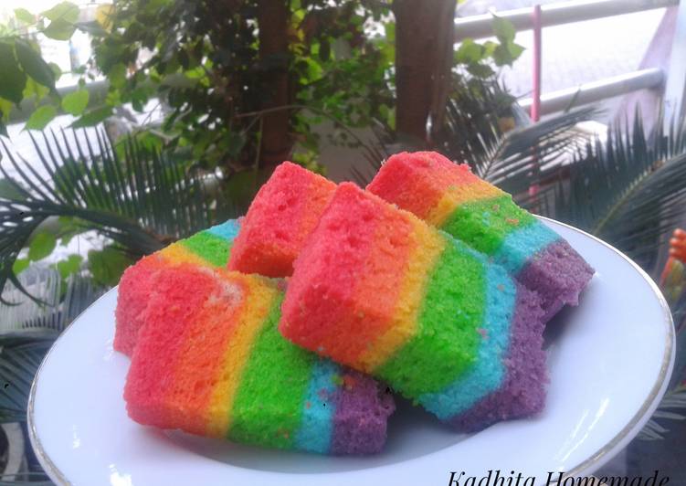 gambar untuk cara membuat Steamed rainbow cake