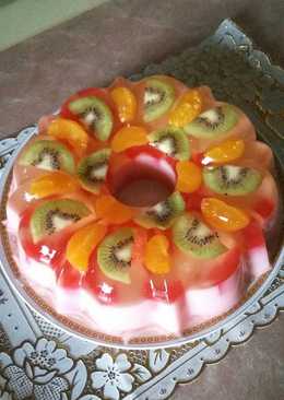 Puding susu mix fruit