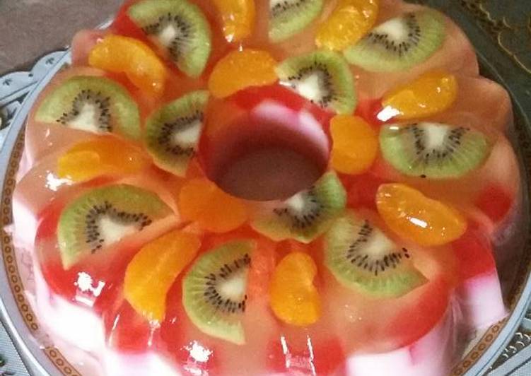 resep makanan Puding susu mix fruit