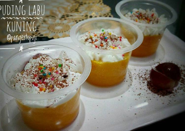 bahan dan cara membuat Puding Labu Kuning