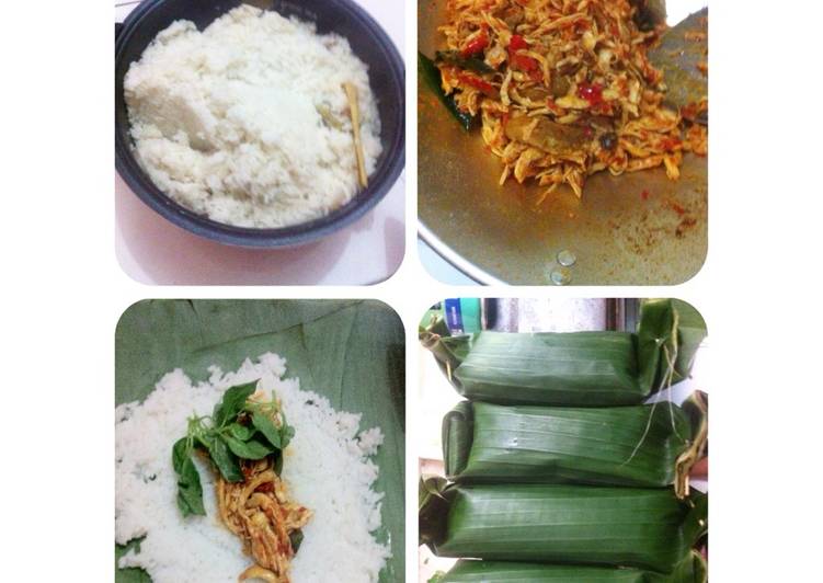 gambar untuk cara membuat Nasi bakar ayam pedas