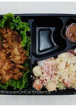 Healthy food. GRILLED CHIKEN with FRUITS SALAD