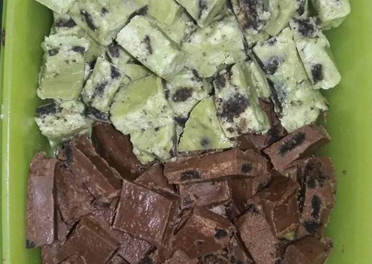 gambar untuk resep makanan Oreo fudge greentea & milk chocolate